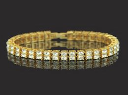High Quality Hip Hop Men Jewellery 18k Gold Plated Iced Out Bling Crystal Bracelet Black Mens Diamond Bangle Bracelet1275513