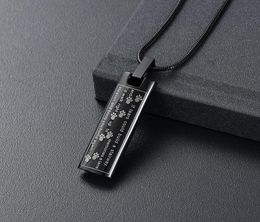 H888 Black Color Bar Cremation Necklace Engraving with Animal Paws Funeral Urn Ashes Holder Stainless Steel Cremation Jewelry3480662