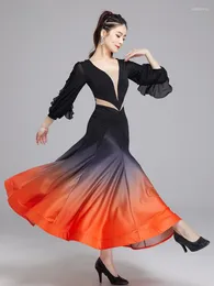 Stage Wear X2192 Modern Dance Dress Lady Latin Dancing Suit Ballroom Waltz Practice Performance Clothes Costumes