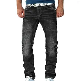 Men's Jeans Casual Solid Denim Pants Mid Waist Zipper Pocket Trousers Boy Apparel