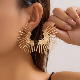 Big Irregular Fan-shaped Metal Dangle Earrings for Women Trendy Ladies Statement Earrings Accessories 2024 Fashion Jewelry Female