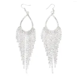 Stud Earrings Rhinestones Tassel Long Jewelry Stylish Alloy Shiny Exquisite Drop Dangle For Shopping Women