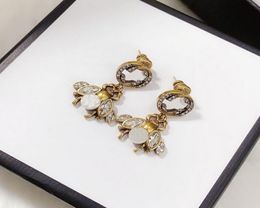 Women Cute Crystal Bee Stud Earring Rhinestone Letter Earrings for Gift Party Fashion Jewelry Accessories5373499