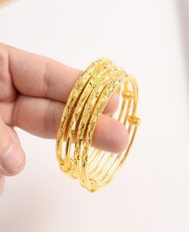 Dubai Fine gold Bangle Yellow Solid GF Bracelet Africa Jewellery Circlet Gift 1pc or 4 pc Elasticity Open pushandpull whole2700600