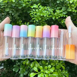 Empty Gradient Pink Lip Gloss Tube 5ML Lipgloss Bottle Makeup Lip Oil Container Plastic Refillable Tubes for DIY Liquid Lipstick