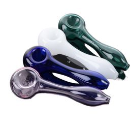 4Inch Colorful Smoking Pipe Pyrex Glass Oil Burner Pipe Bubbler Hand Spoon Pipes Mini Heady Free Type Portable Tobacco Tools