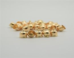 50pcs Gold Tassels Cap Findings Beads End Caps Leather Cord Necklace Wire Rore Faux Suede Clasps Bell Shape Connector8603612