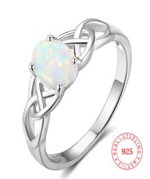 2 Mix Design Fashion White Opal Ring 925 Sterling Silver Valentines Day prensent celtic wedding rings1617800