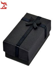 Whole 32pcs Black Paper Jewelry Box Pendant Necklace Ring Set Packaging Box Silk Bow Earring Gift Box With Sponge 5825 cm6383733