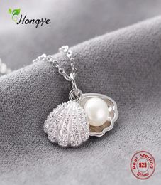 Hongye Women Real Natural Freshwater Pearl Necklace 925 Sterling Silver Pendants Shell Necklace Wedding Classic Fine Jewelry MX2003044155