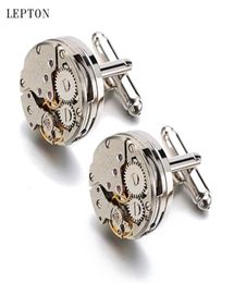 Men Business Watch Movement Cufflinks of immovable Lepton Steampunk Gear Watch Mechanism Cuff links for Mens Relojes gemelos D19013274122