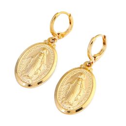 Virgin Mary Earrings Christmas Gifts 24K Gold Colour Women Men Jewellery Earrings Whole Cross Earrings Jewelry2860