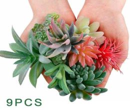 Decorative Flowers Wreaths 9PCS Artificial Succulent Plants Faux Lifelike Stems Flower Garden Home Decor Brand And High Quality 9838591