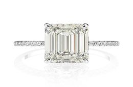 Real 925 Sterling Silver Emerald Cut Created Moissanite Diamond Wedding Rings for Women Luxury Proposal Engagement Ring 2011167185473