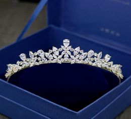 Luxury Cubic Zirconia Crowns Sparking Wedding Crown Tiaras MarquiseCut Zircon CZ Princess Prom Bride Crown Coronet Hair Jewelry C6281305