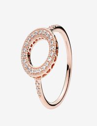 High quality Rose gold plated Wedding Ring CZ diamond Jewellery for Real 925 Silver Sparkling Halo Rings set with retail box8721055