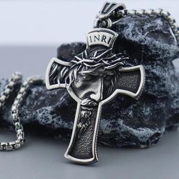 Pendant Necklaces Vintage Jesus Cross Women Stainless Steel Classic Religious Men's Crisscross Christian Jewellery Gift Wholesale