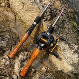 Fishing Accessories Telescopic Rod Carbon Maximum Resistance 8 KG Mini Portable Metal Reel Combination Combo 231212