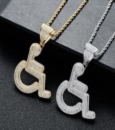 Pendant Necklaces European And American Men039s Necklace Wheelchair Disabled Pendant Creative Zircon Hip Hop Jewelry15039868