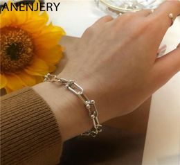 925 Sterling Silver Hiphop Thick Chain Bracelet for Women Men Vintage Handmade Hasp Bracelets Birthday Gift SB4519590470