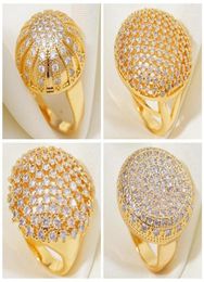 Cluster Rings Big Round Design Zirconia Ring Luxury Wedding Party Gold For Women Middle East Style Vintage Dubai Jewellery Drop14484399