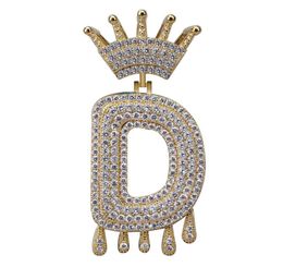 Hip Hop AZ Custom Name Crown Drip Letters Necklaces Pendant Chain For Men Women Gold Silver Colour Cubic Zircon Jewelry8143540