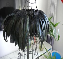 3 Layer black feathers SHAWL Shrug Shoulders Feathers cape vintage capelet for Adult decor party supply3169611