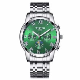 WLISTH Quartz cwp Mens Watch With Non Working Subdials Luminous Dial Life Waterproof Stainless Steel Bracelet Resistant Scratch Mi2318