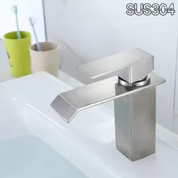 Bathroom Sink Faucets Vidric 304 Stainless Steel Square Single Handle Hole And Cold Mixer Tap Toilet Wash Basin Faucet Ceramic