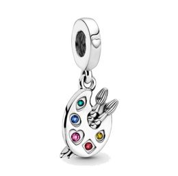 Fine Jewellery Authentic 925 Sterling Silver Bead Fit Charm Artist's Palette Dangle Charms Bracelets Safety Chain Pendant DIY beads5089321