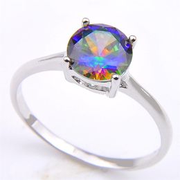 Luckyshine 10 Pieces Lot Bright Round Multi-Color Mystic Topaz Gem 925 Sterling Silver Rings For Women Men Cz Rings 322i