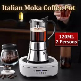 Coffee Pots 2 Persons Double Pot Glass Italian Machine Moka High Pressure ction Espresso Kettle Coffeeware Home 231214