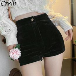 Women's Shorts Chic Corduroy Pockets Women Fashion Solid Simple Leisure Warm High Waist Screw Thread Trousers Girls Young Ins BF