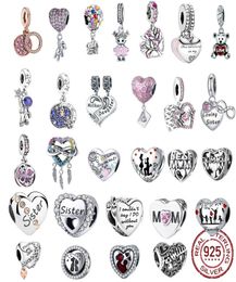 925 Silver Fit Charm 925 Bracelet Purple Family Mom Sister Dangle charms set Pendant DIY Fine Beads Jewelry1561048