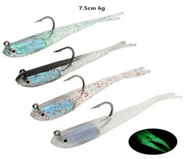 75cm 6g Bionic Fish Hook Soft Baits Lures Jigs Single Hooks Fishhooks 6 Kinds Of Color Silicone Fishing Gear Whole21020136