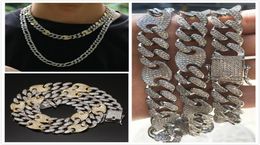 personalized White Gold 2 Color Diamond Mens Silver Chain Iced Out Cuban Link Choker Long Necklace Cubic Zirconia Jewelry Gifts 2497631