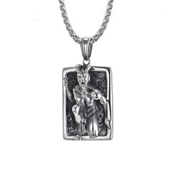 Pendant Necklaces Stainless Steel Evil Man In The Mirror Horror Necklace Vintage Gothic Punk Rock Biker Men Jewellery For Him18485341