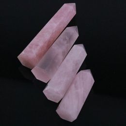 70-80MM Natural Rock Pink Rose Quartz Crystal Wand Point Healing Mineral Stone Pink282D