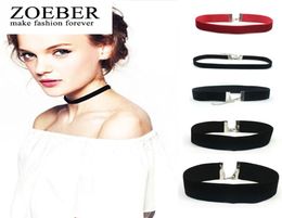 Whole ZORBER trendy Black Velvet Choker Necklace 90039s for Women Statement plain Ribbon Gothic round Retro Burlesque rope7169841