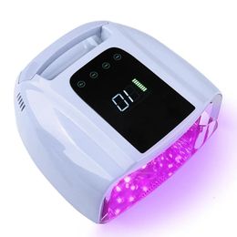 Nail Dryers Mirror Reflective Rechargeable UV LED Lamp 96W Cordless Gel Polish Dryer Light for Nails Wireless Curing 231213
