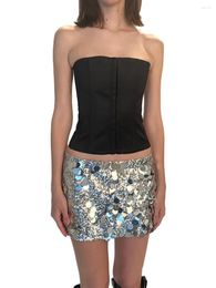 Skirts Womens Sequins Mini Skirt Shiny Glitter Wrap Sparkly Short Festival Carnival Nightclub Costume Streetwear