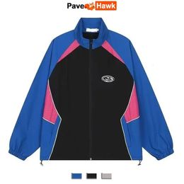 Men's Jackets Summer Thin Jacket Men Women Loose Patchwork Varsity Jackets Female Spring Casual Fashion High Street Zipper Sunscreen Outwear 231213