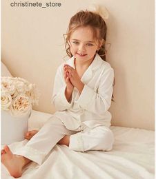 Pajamas Childrens Girls Lolita Turndown Collar Pajama Sets.Cotton Tops+Pants.Toddler Kids Lace Pyjamas set.Girl Sleepwear Loungewear R231214