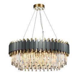 Modern Crystal Chrome Rectangle Chandelier Lighting For Dining Room Bedroom Round Chandeliers Living Room Light Fixtures LLFA225p