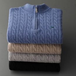 Men's Sweaters Cashmere Sweater Autumn Winter Thickening Half High Collar Zipper Knit Bottoming Top Woollen 231214