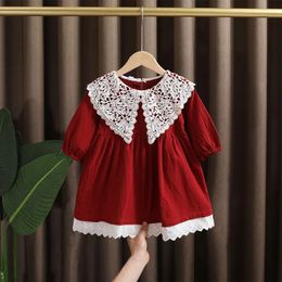 Girls Dresses Baby clothing lace long sleeved dresses toddler clothing baby birthday childrens clothing straight long sleeved dresses 231214