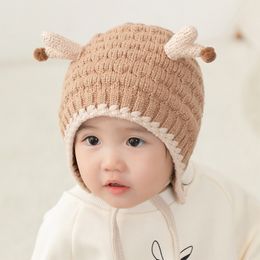 M696 Baby Hat Winter Cartoon Cute Elk Ear Ear Protection Beanie Cap For Boys and Girls Warm Knitted Woollen Hats