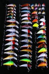 56PCSLOT mixed minnow crankbait fishing lure kits bass baits set topwater pesca hooks outdoor sports wobblers87427295042219