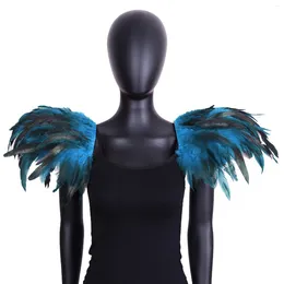 Scarves 2 Pcs Feather Shoulder Epaulettes Black Shawl For Women Fashion Clothing Accessories Halloween Cosplay Shrugs