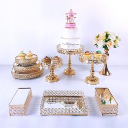 Other Festive & Party Supplies 8-10pcs Crystal Cake Stand Set Metal Mirror Cupcake Decorations Dessert Pedestal Wedding Display Tr193T